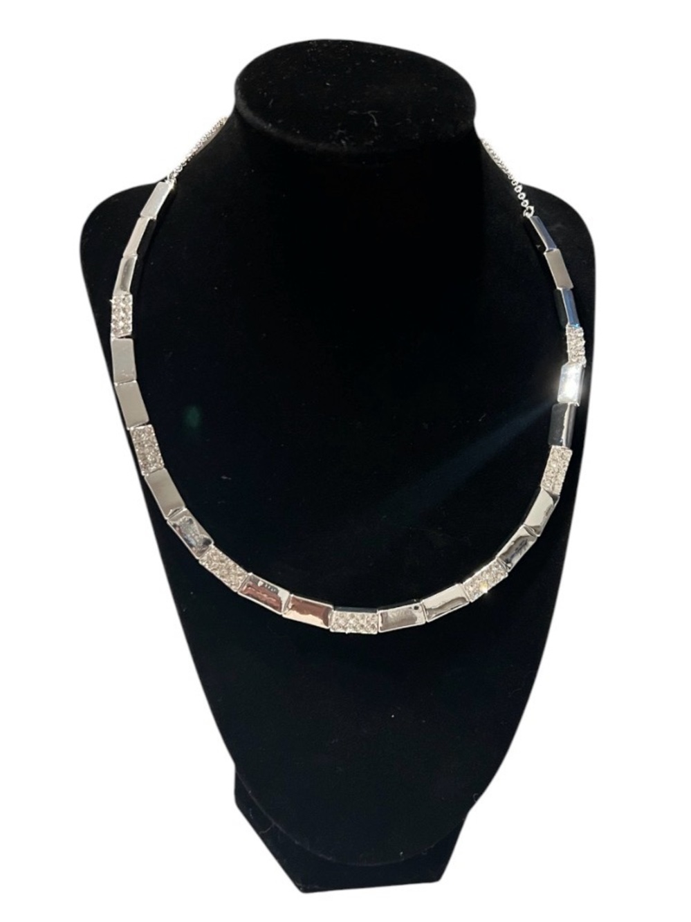 Nine West Silver-Tone Rectangle Link Necklace NWT
